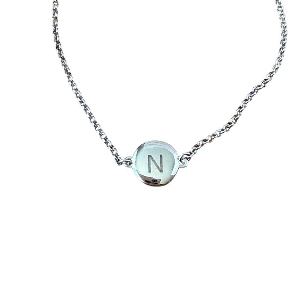 Nadri Sterling Silver Initial N Bracelet With Lobster Clasp 6-7" Adjustable Chai - Picture 2 of 5